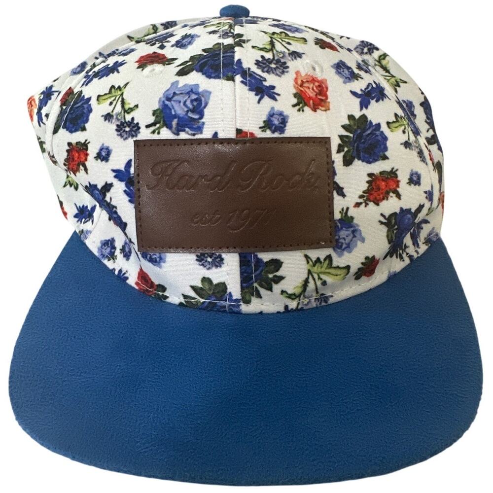 Hard Rock Cafe Floral Hat Cap Suede Feel Brim.